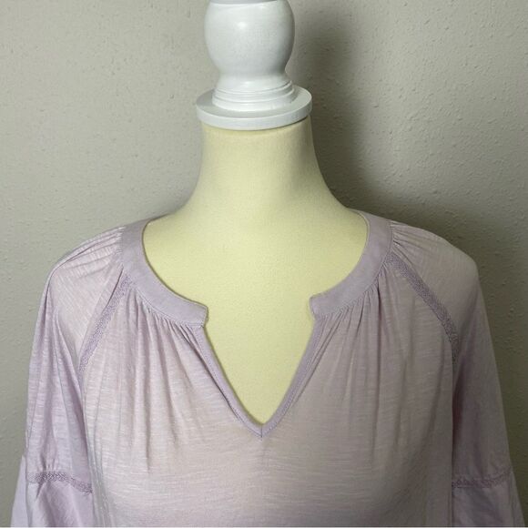 Caslon Lavender Floral Embroidered Eyelet Sleeve Blouse Women's Size Large - Picture 4 of 16